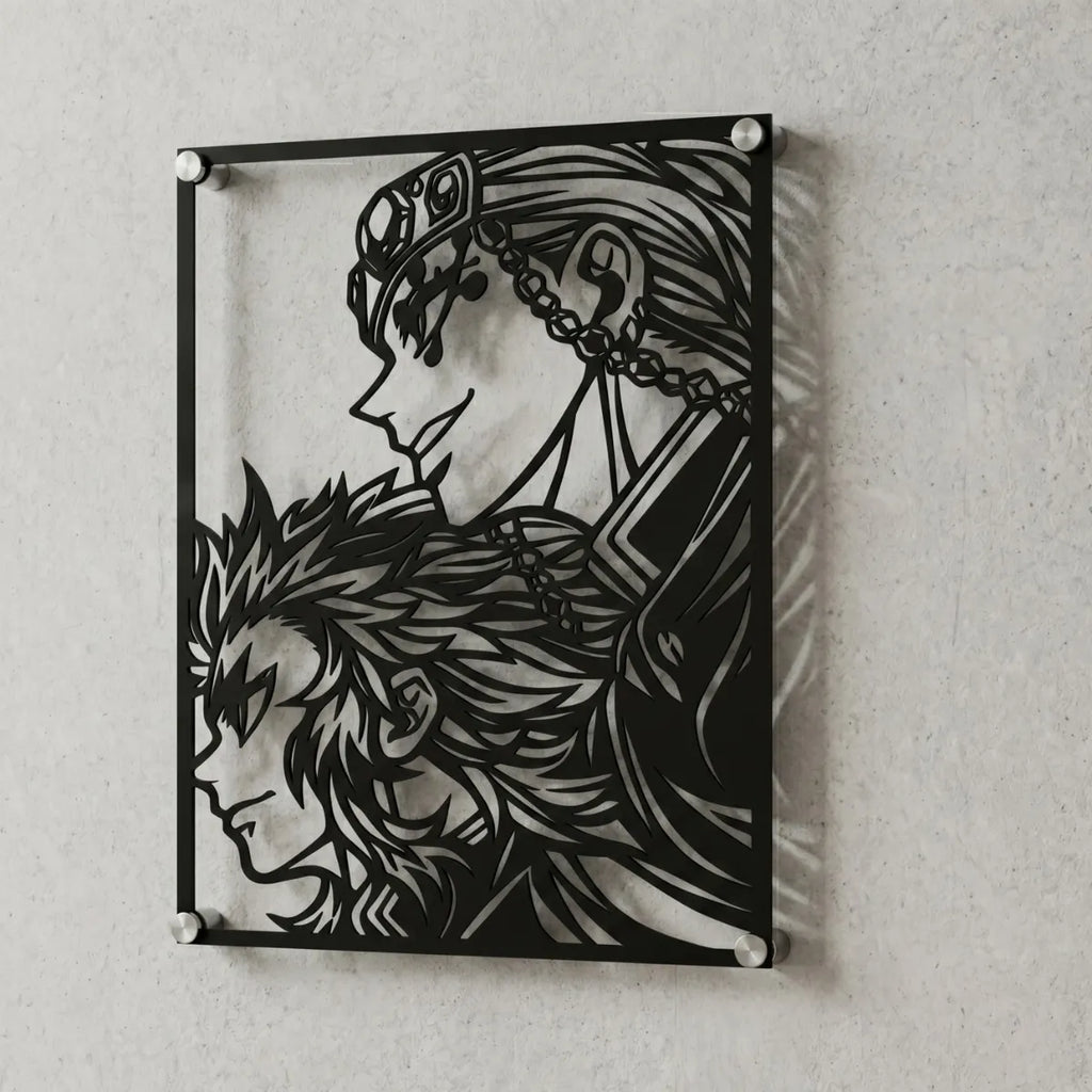 Cuadro decorativo en acero de Rengoku y Uzui de Kimetsu no Yaiba cortado a láser - Noxhound