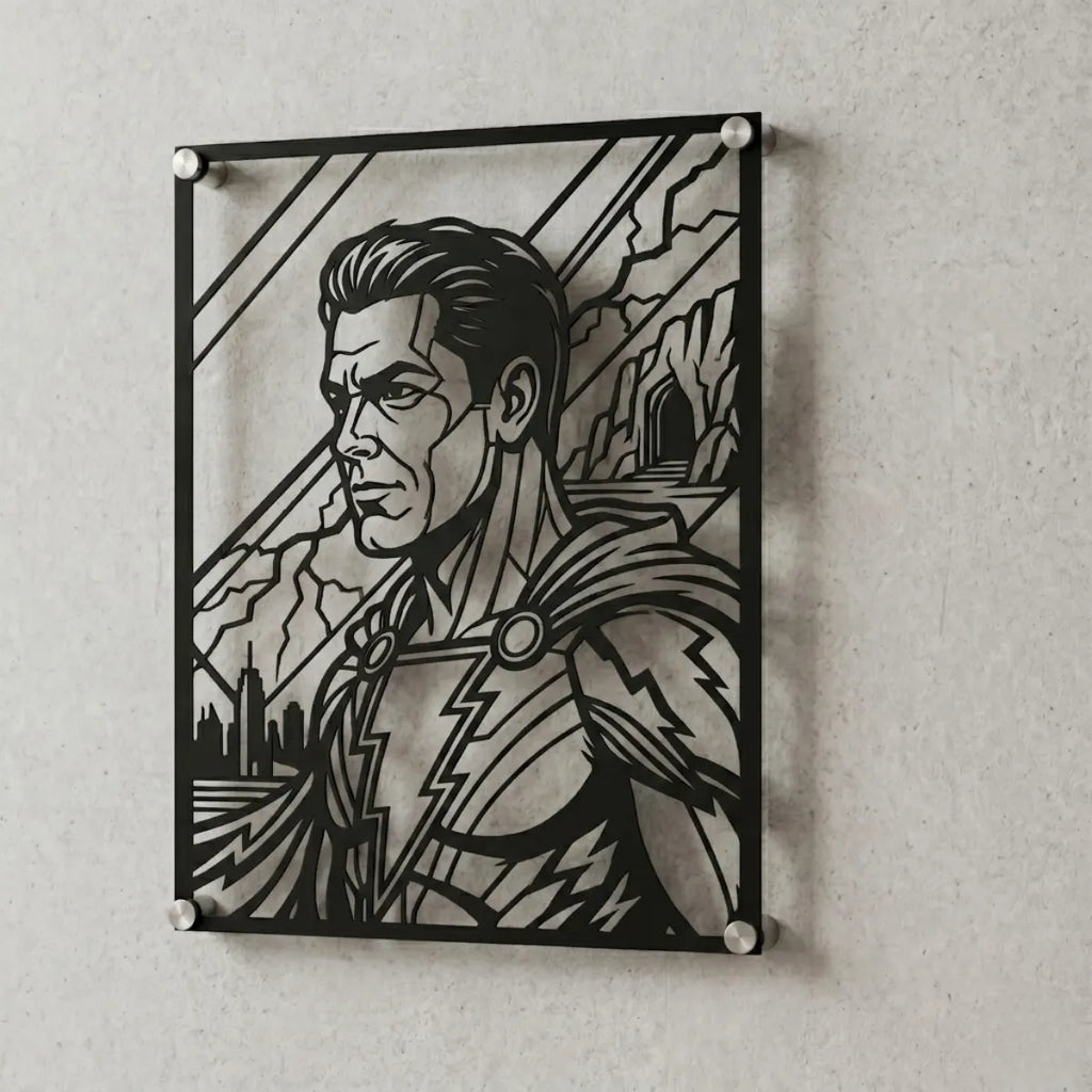 Cuadro decorativo en acero de Shazam de DC cortado a láser - Noxhound