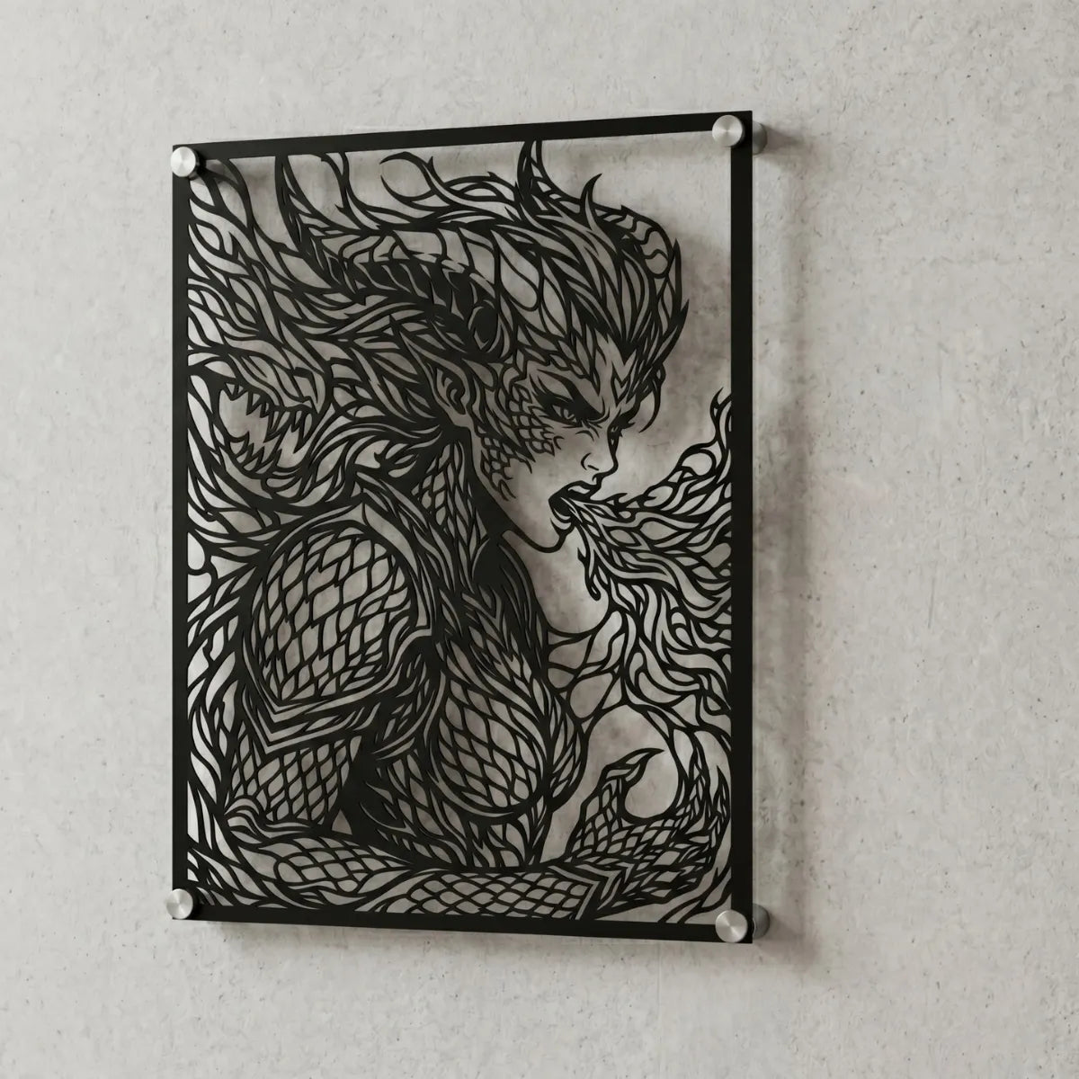 Cuadro decorativo de Shyvana de League of Legends en acero cortado a láser
