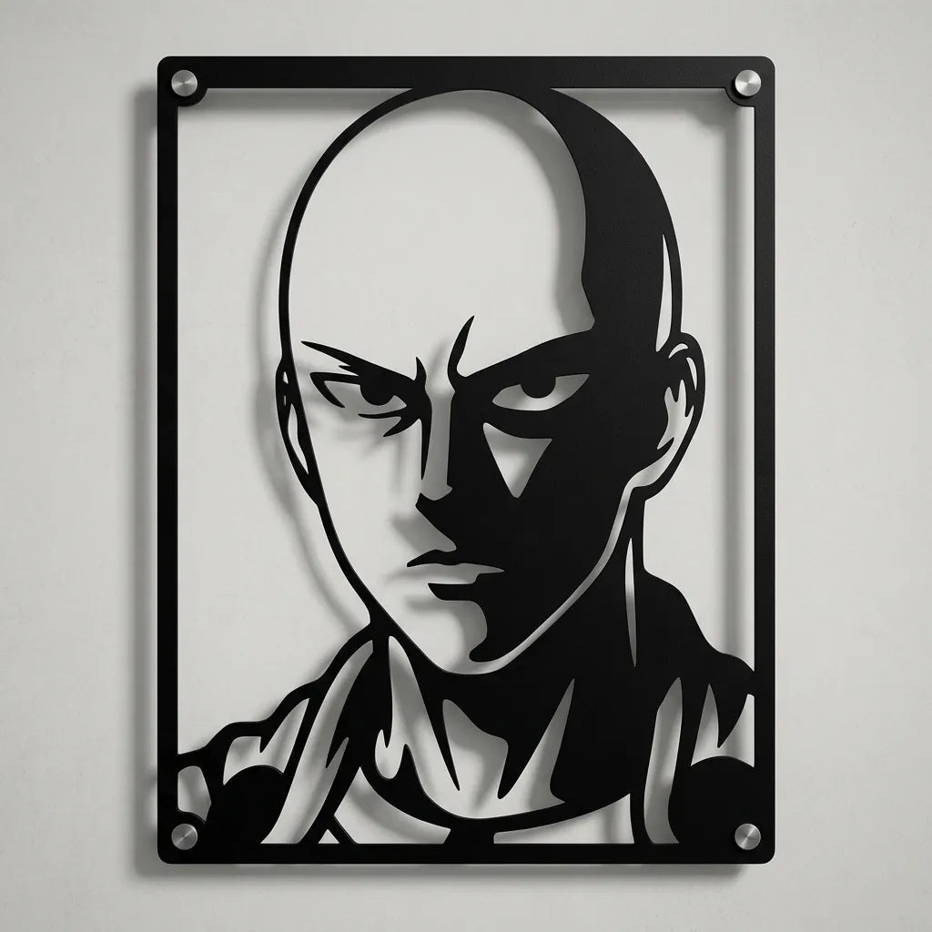 Cuadro decorativo en acero de Saitama de One Punch Man cortado a láser - Noxhound