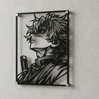 Cuadro decorativo en acero de Sanemi Shinazugawa de Kimetsu no Yaiba cortado a láser - Noxhound