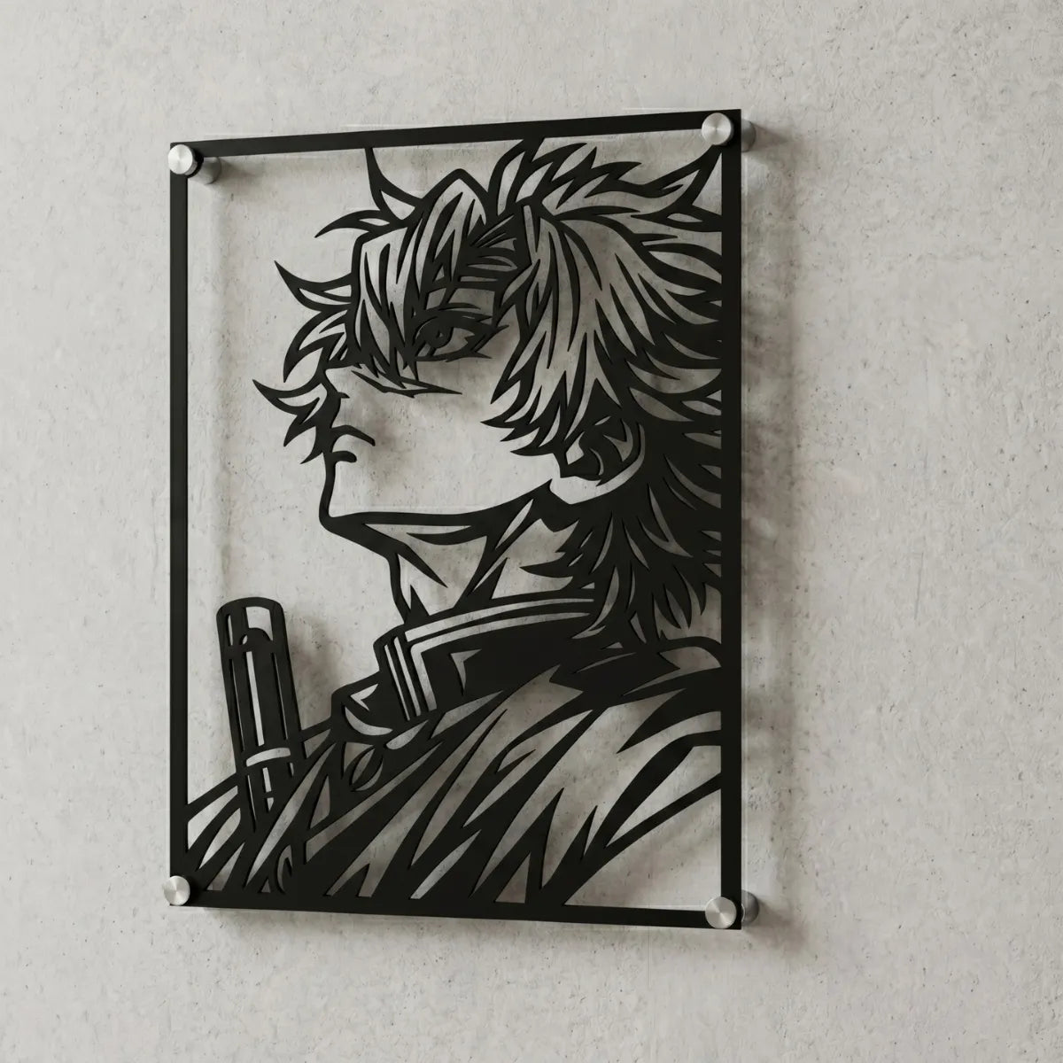 Cuadro decorativo en acero de Sanemi Shinazugawa de Kimetsu no Yaiba cortado a láser - Noxhound