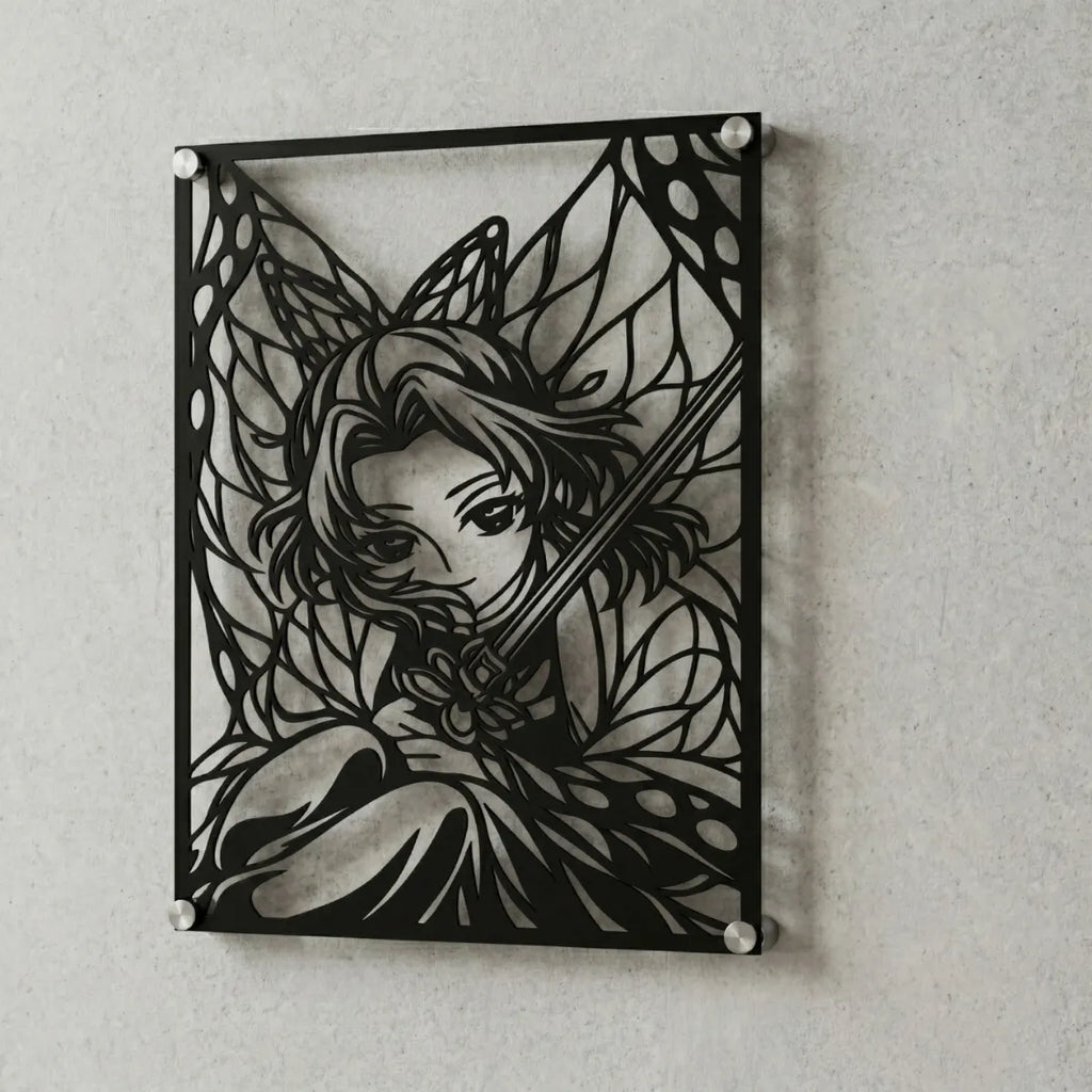 Cuadro decorativo en acero de Shinobu Kocho de Kimetsu no Yaiba cortado a láser - Noxhound