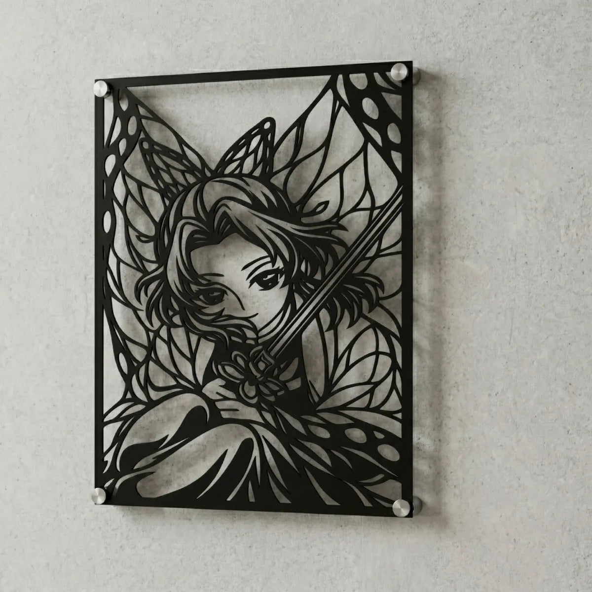 Cuadro decorativo en acero de Shinobu Kocho de Kimetsu no Yaiba cortado a láser - Noxhound