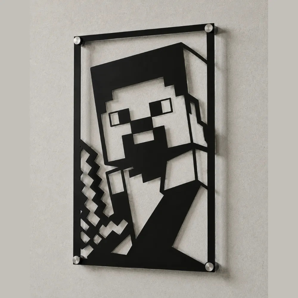 Cuadro Decorativo Videojuego Minecraft Steve en Acero