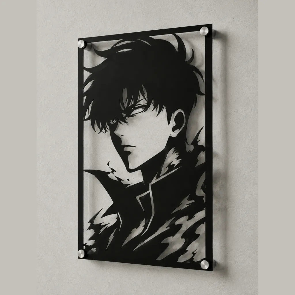Cuadro decorativo en acero de Sung Jin Woo Monarca de las Sombras de Solo Leveling cortado a láser - Noxhound
