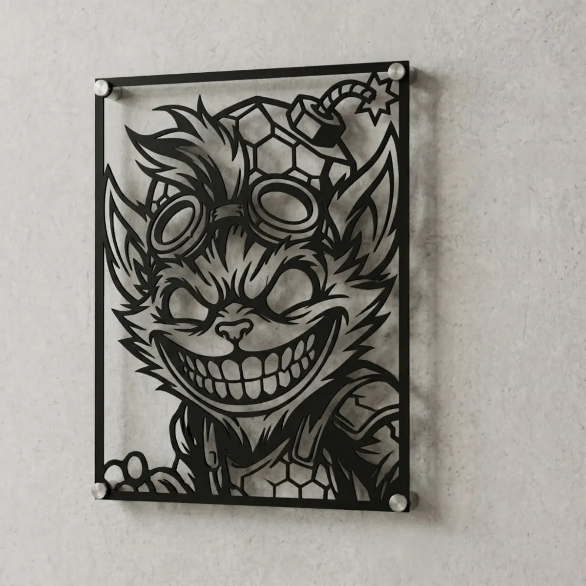 Cuadro decorativo de Ziggs de League of Legends en acero cortado a láser