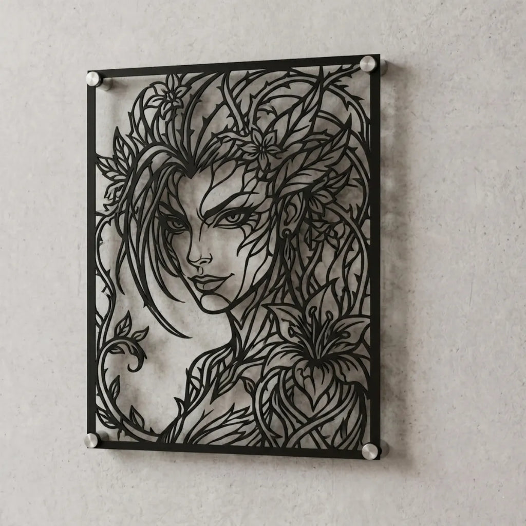 Cuadro decorativo de Zyra de League of Legends en acero cortado a láser