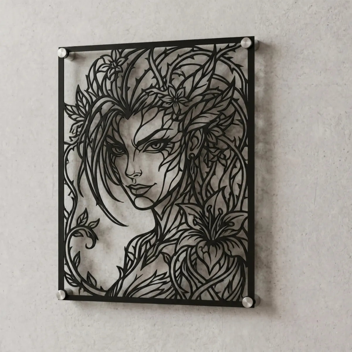 Cuadro decorativo de Zyra de League of Legends en acero cortado a láser