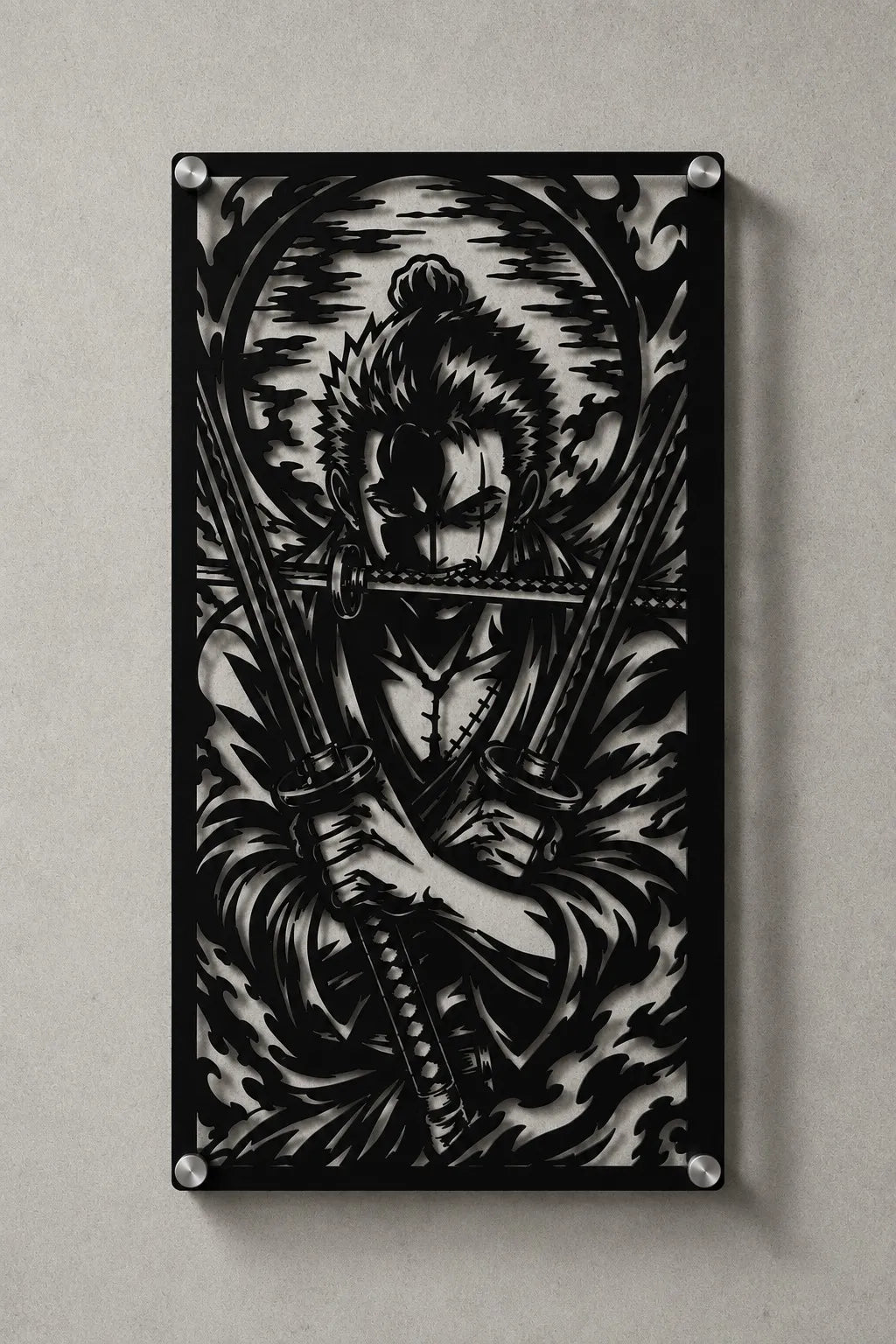 Cuadro decorativo en acero de Zoro Versión B de One Piece cortado a láser - Noxhound