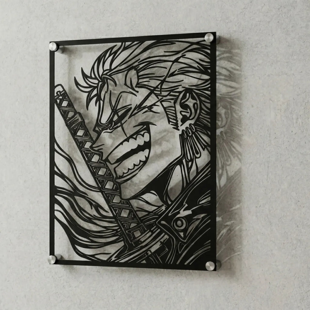 Cuadro decorativo en acero de Zoro de One Piece cortado a láser - Noxhound